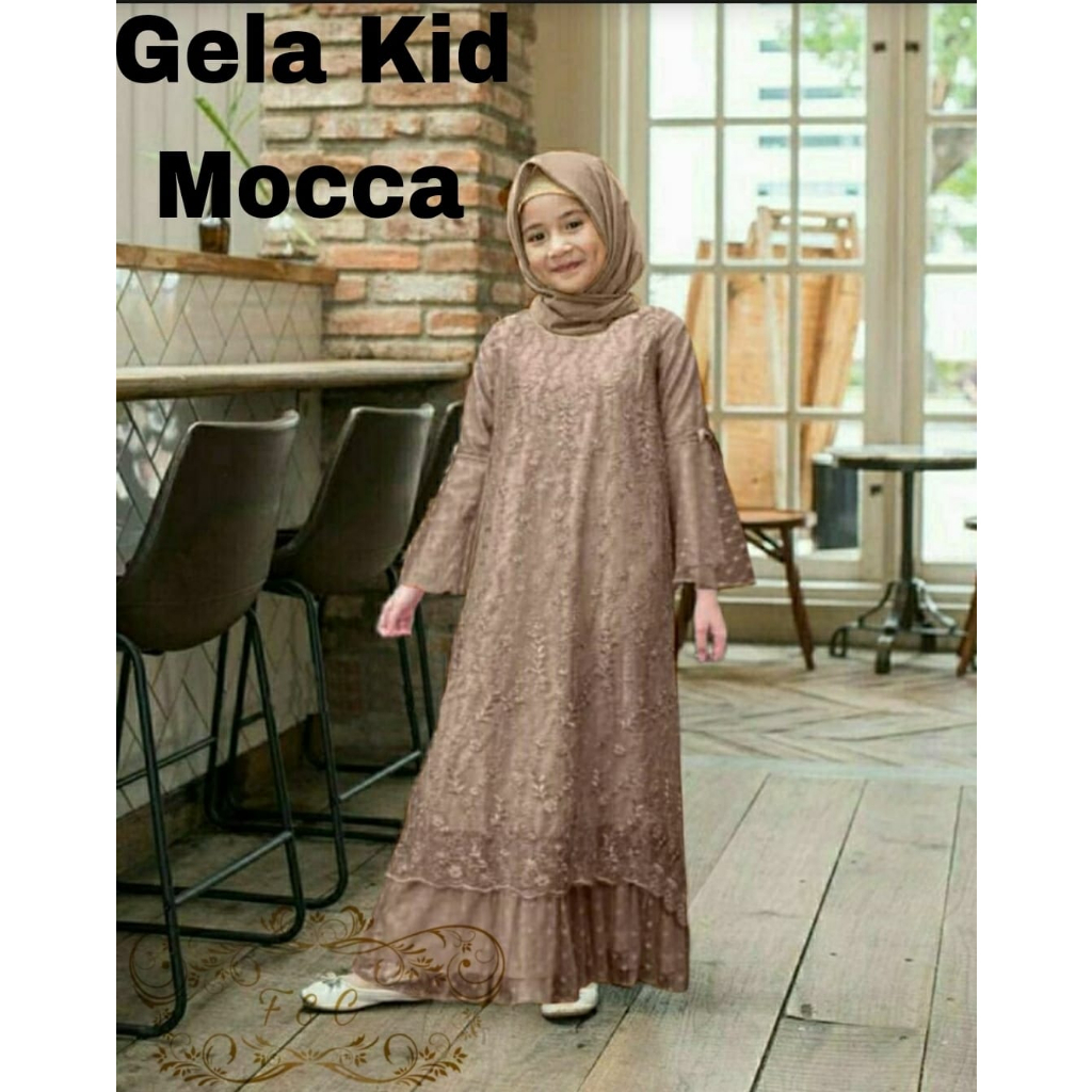 Gamis Pesta Anak Perempuan Maxi Tile Mutiara Gela Kid