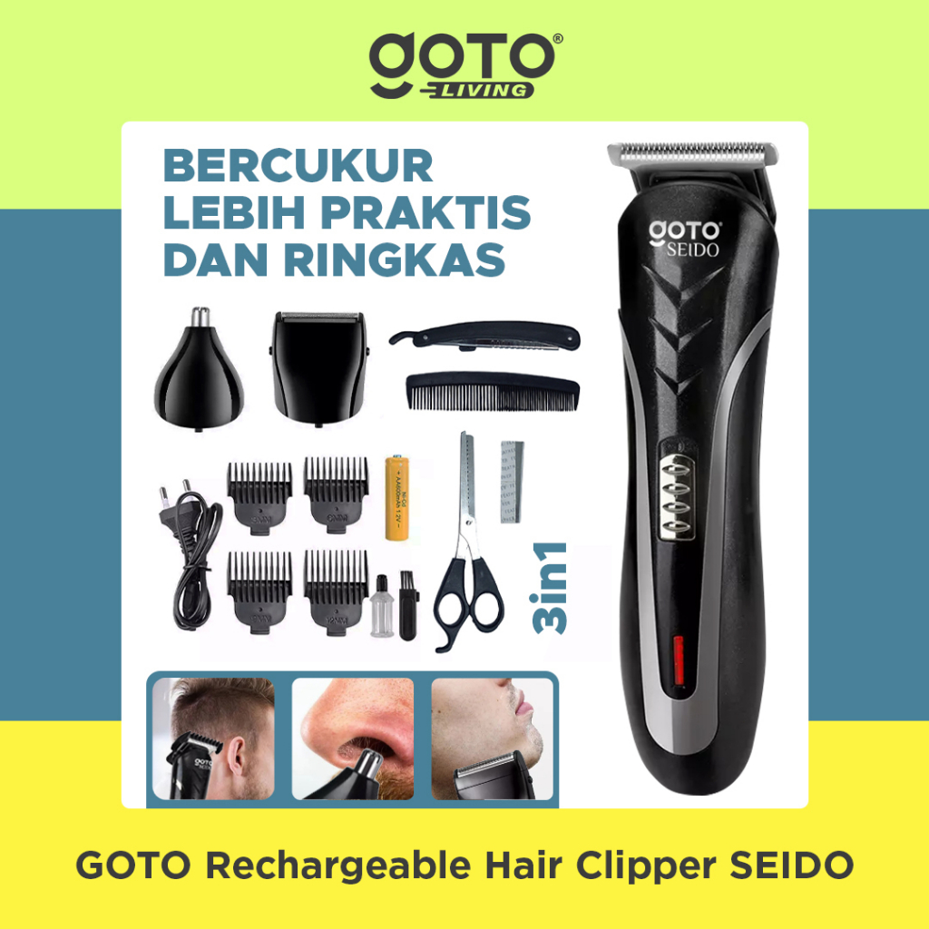 Goto Seido Hair Clipper Alat Cukur Rambut Elektrik Set Rechargeable