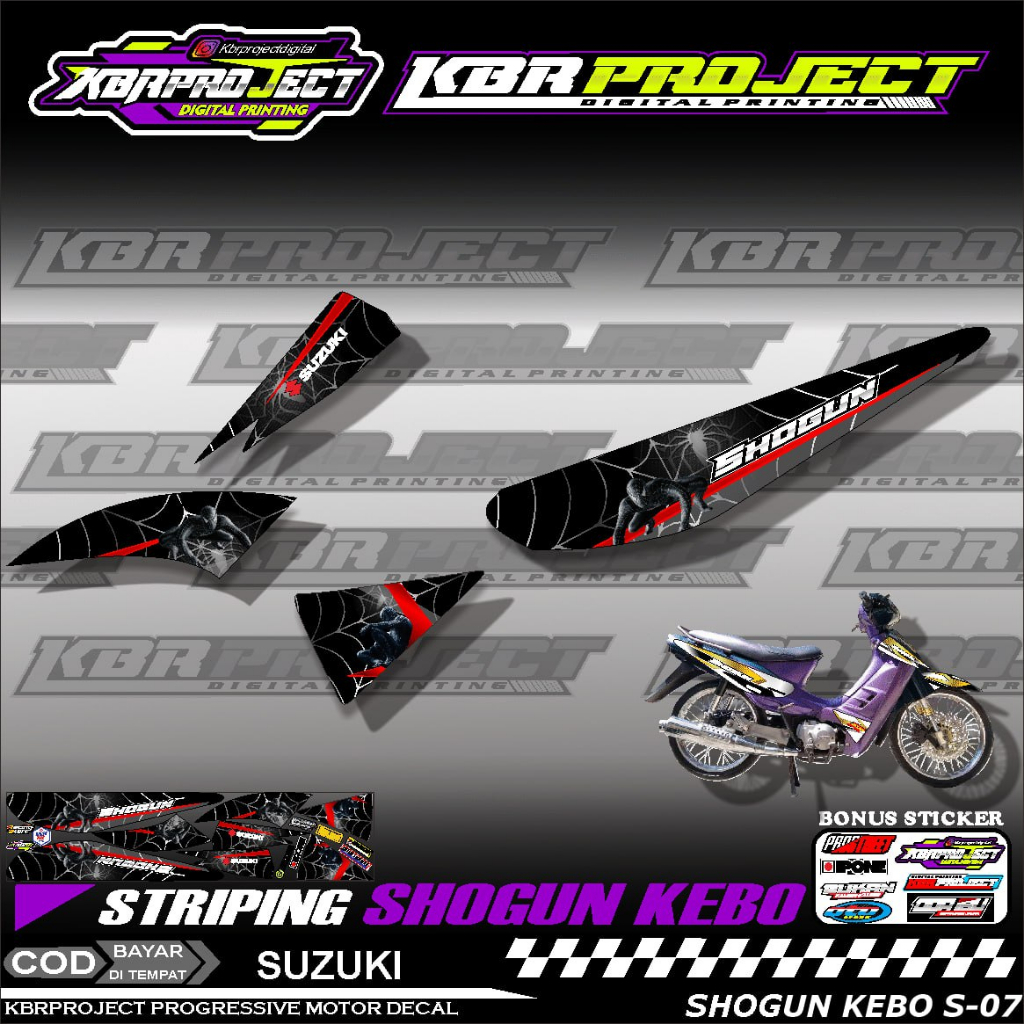 SHOGUN KEBO 1996 STIKER MOTOR KEREN Stiker Striping Variasi Motor SUZUKI Racing S.07 TRANSPARAN Cod