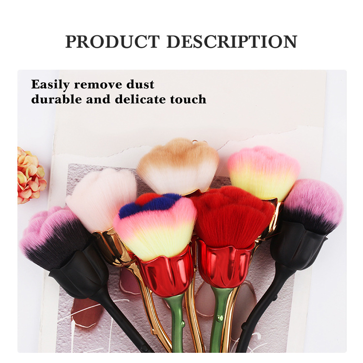 Flower dust brush premium / kuas sikat kuku nailart flower gold hiasan ruang tamu - Kuas Make Up Bentuk Rose Mawar / Rose Flower Unique Make Up Brush / Powder Brush