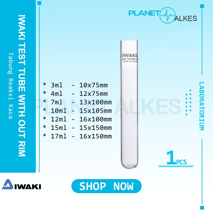Tabung Reaksi Kaca | Test Tube IWAKI 3ml 4ml 7ml 10ml 12ml 15ml 17ml