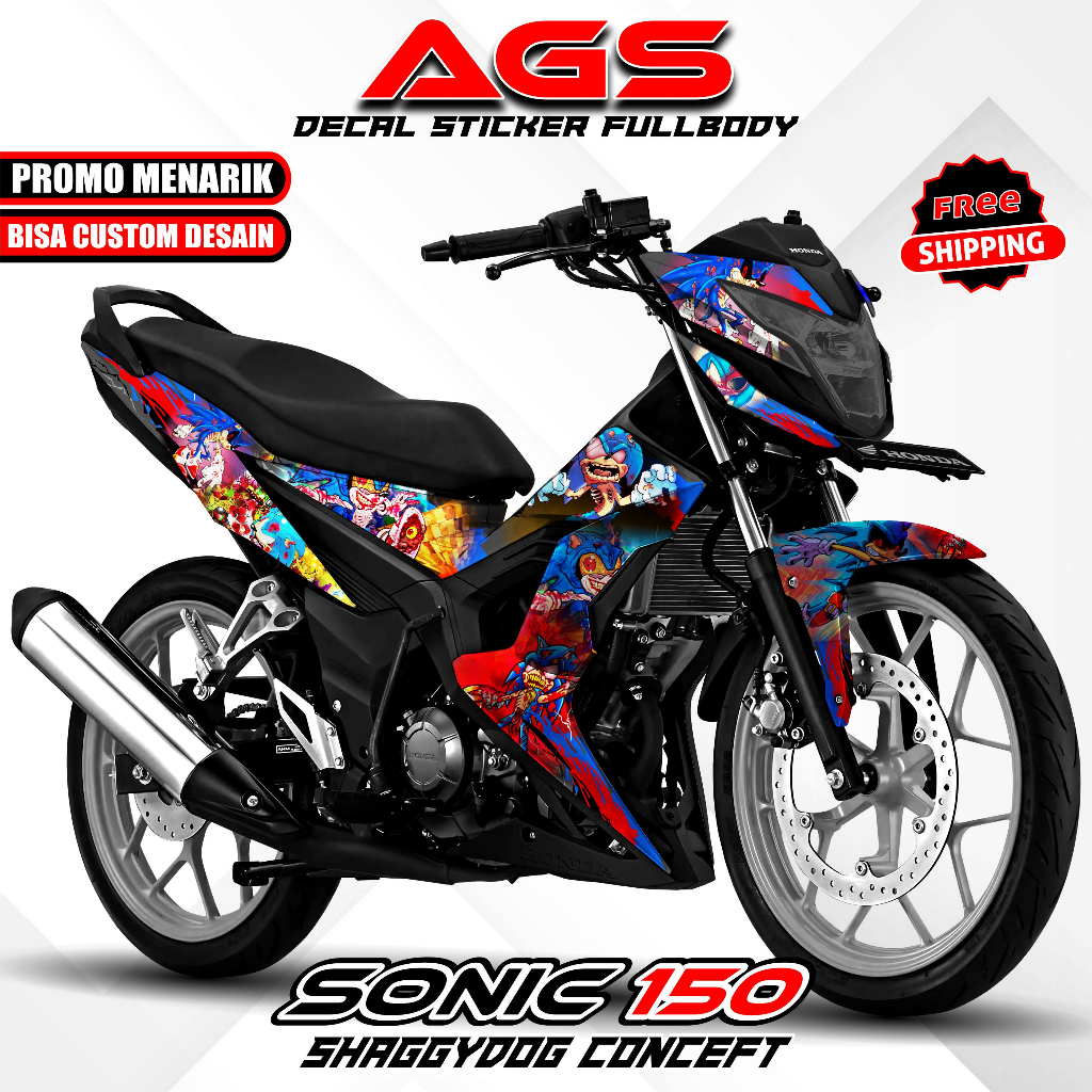 Decal Sonic 150r Full Body Sticker Decal Honda Sonic Striping Sonic 150r Motif Custom Keren