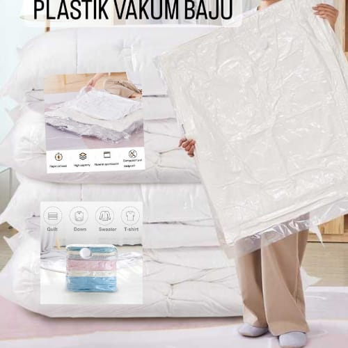 Plastik Vakum Baju Seprai Selimut  Plastik Organizer Penyimpanan Pakaian Vacuum Compression