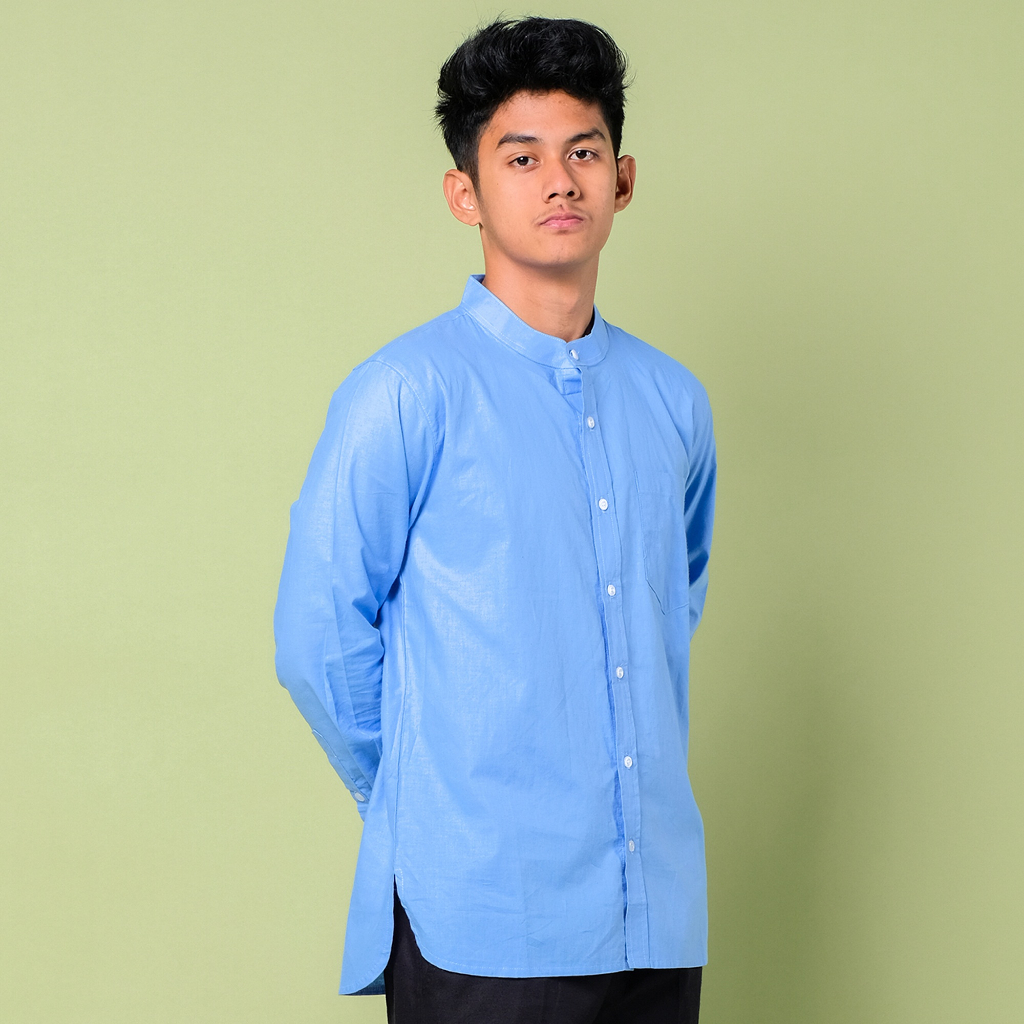 Orca Kemeja Panjang Basheer Shirt Cerulean Blue