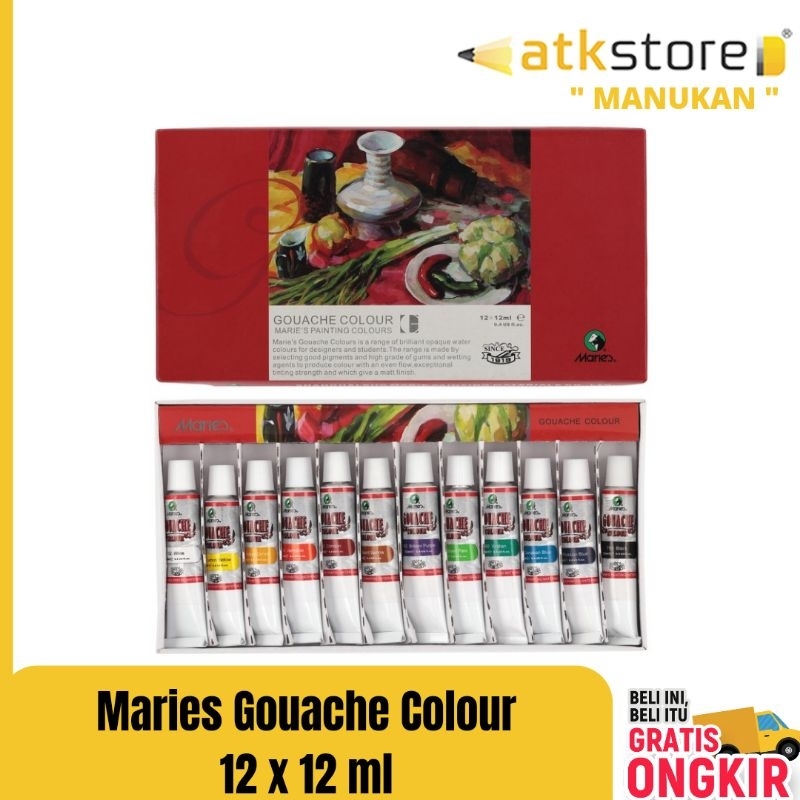 

Maries Gouche Colours 7312B 12 18 pcs @12 ml || cat air gouache goache