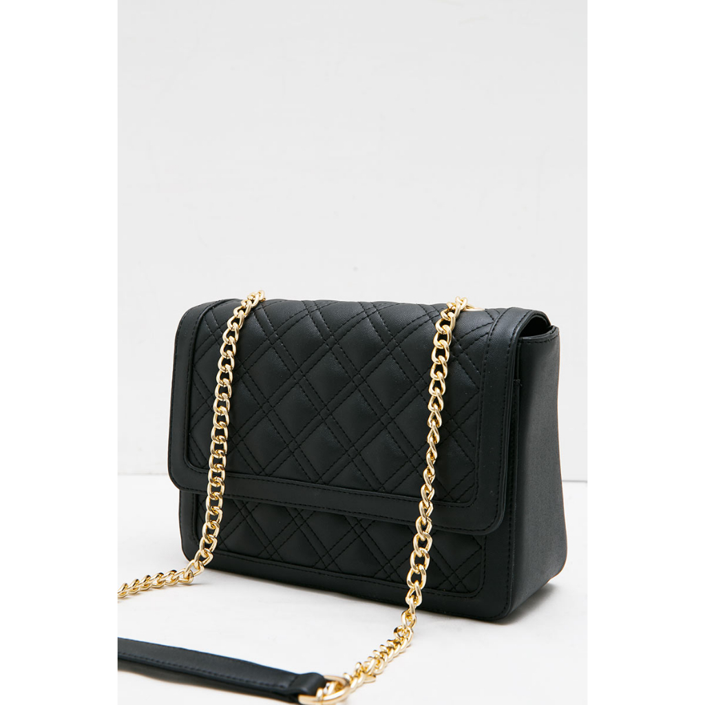 Tas Slingbag Berrybenka - Sofia Peachy Quilted Shoulder Bag Black