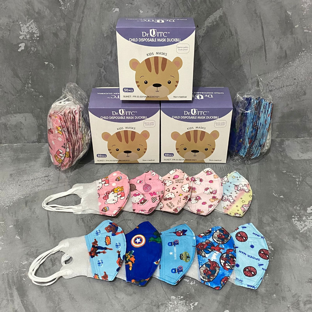 MASKER DUCKBILL ANAK ISI 50 CORAK/MASKER DUCKBIL ANAK  ISI 50 KARAKTER