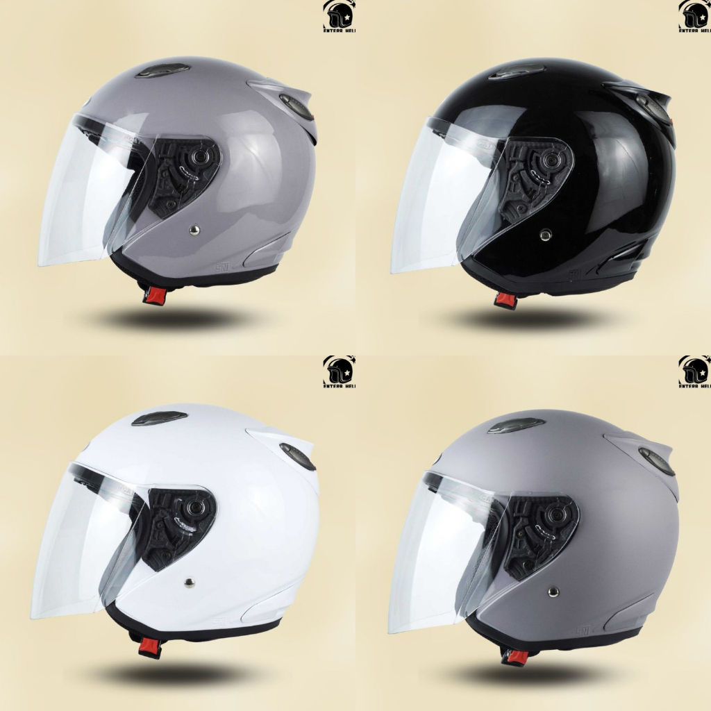 Helm Half Face Dewasa INK Centro Basic Solid Untuk Helm Wanita Dan Pria Warna Lengkap SNI