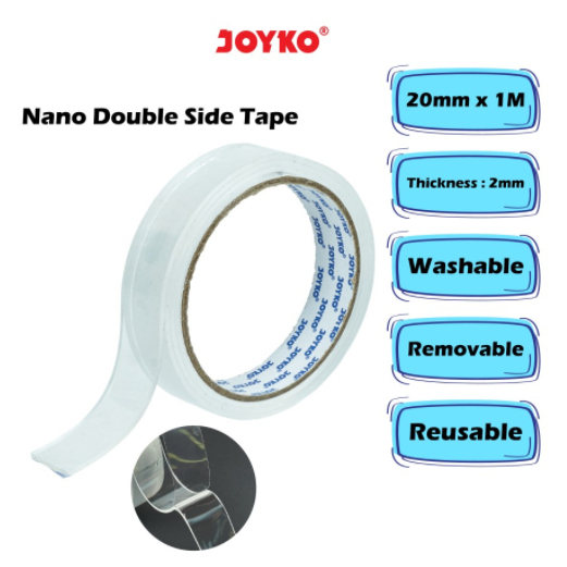 

Nano Double Sided Tape Isolasi Selotip Dua 2 Sisi Joyko 20 mm x 1 Meter NDST-A01-20