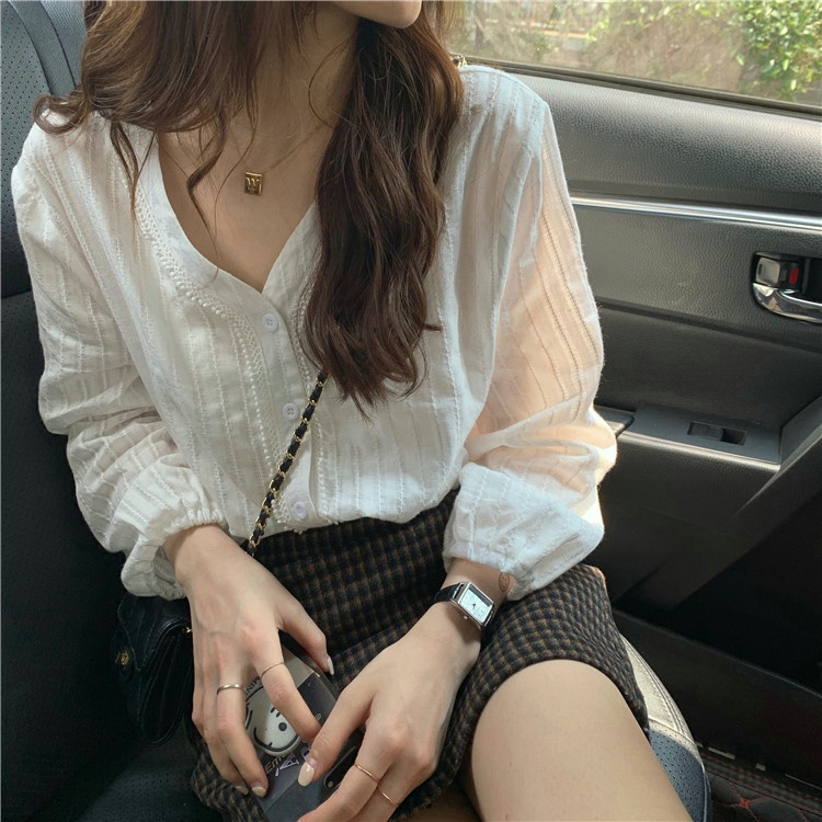 MOOGU ♡ Kemeja korea temperamen shirt lengan panjang fashion wanita