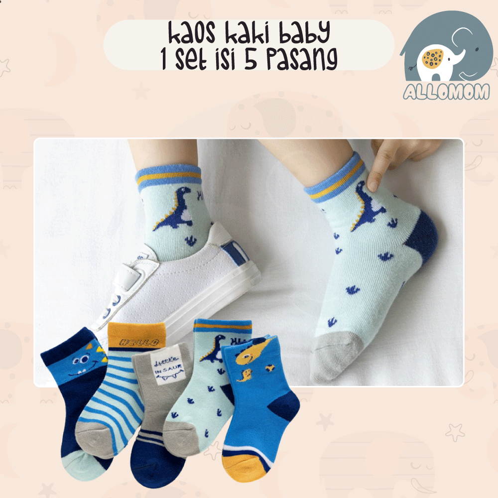 Kaos Kaki Katun Set Isi 5 Motif Lucu Bayi / Anak Import