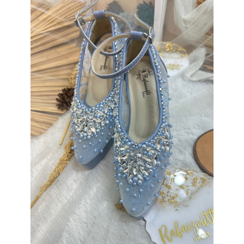 sepatu wedding dhira iceblue platform 10cm