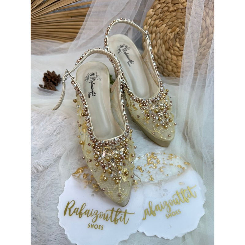 sepatu wedding Kiana gold platform 9cm