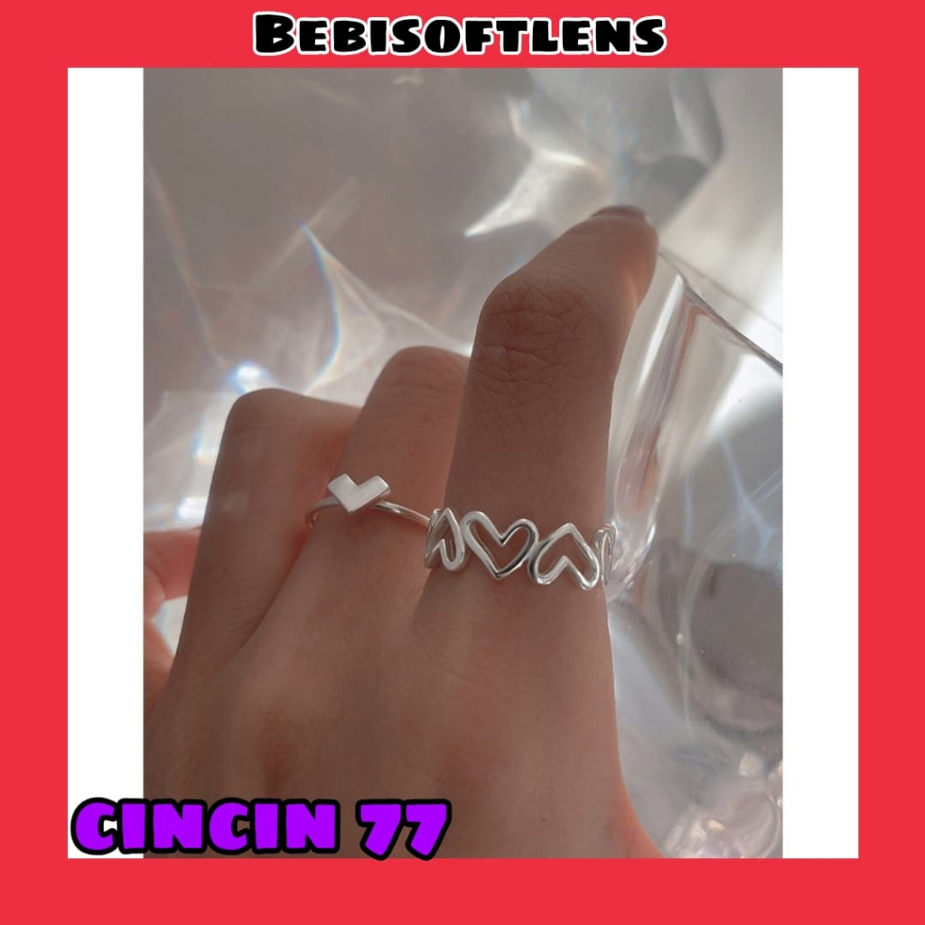 Cincin 77 Tembaga Lapis S925 Premium Bisa diatur Sizenya , Fashion wanita Cincin Unik Lucu Keren / BB