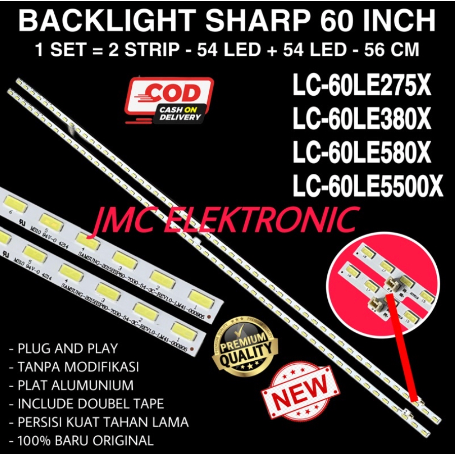 BACKLIGHT TV LED SHARP 60 INCH LC-60LE275X LC-60LE380X LC-60LE580X LC-60SA5500X LC60LE275X LC60LE380