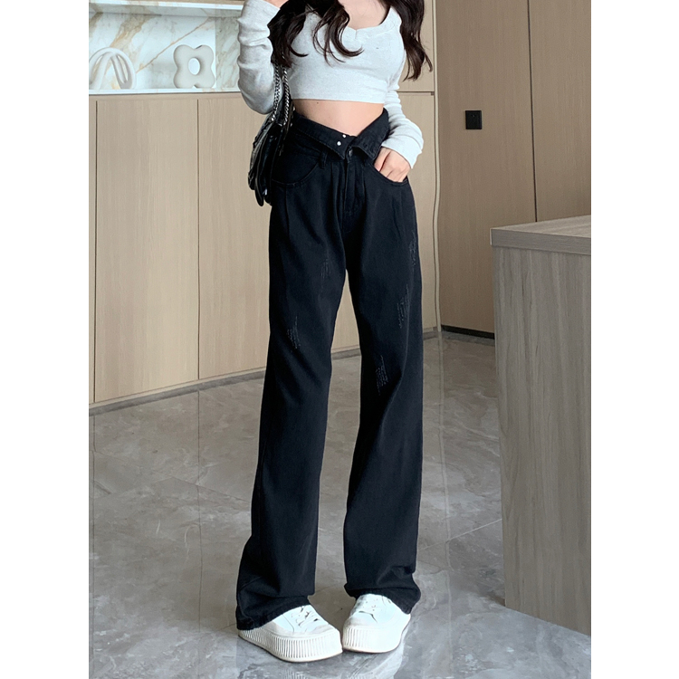 Celana Jeans Wanita Korea Style Retro Jeans Loose Celana High Waist