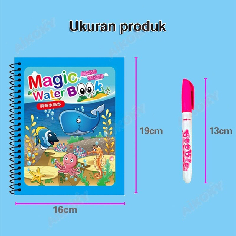 Mainan Edukasi Magic Water Book Buku Mewarnai Mainan Air Bersih Kado Bayi