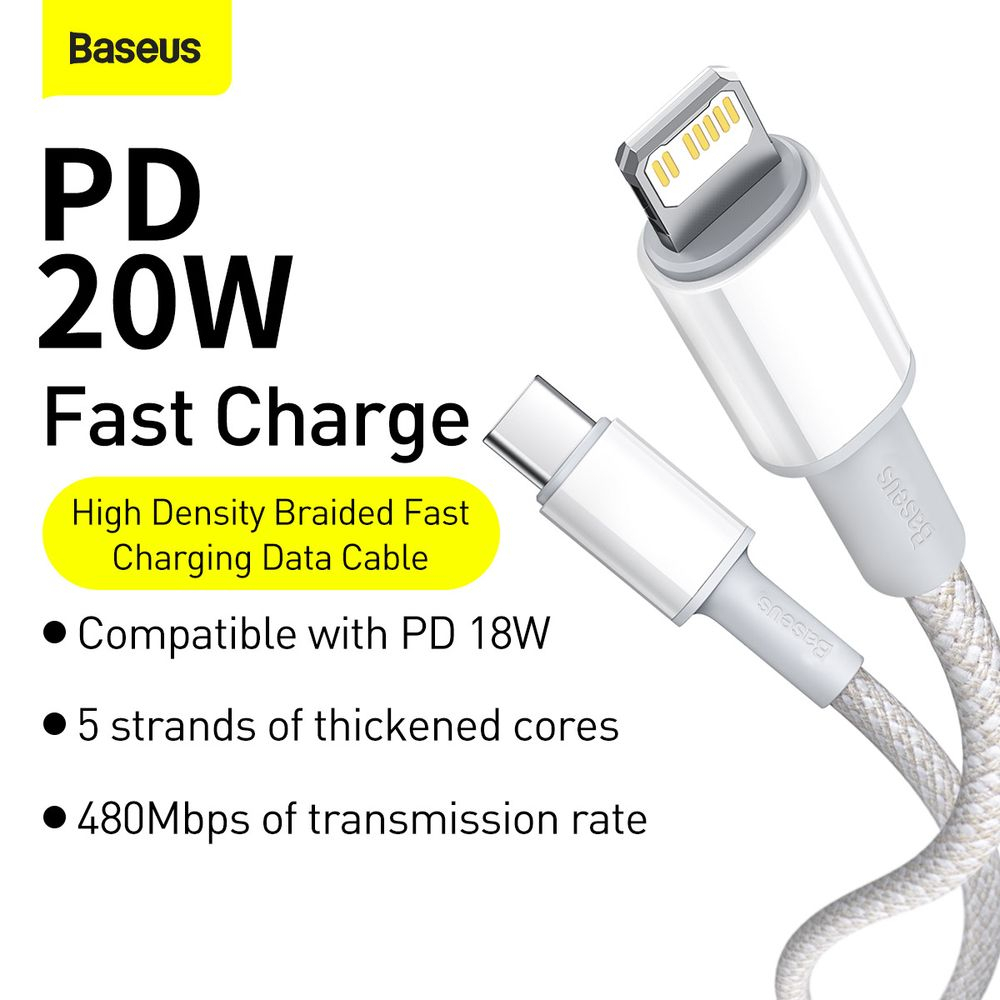 Baseus Original Kabel Data High Density TYPE C TO LIGHTNING 20W 2M 2 Meter Cable PD Quick Charge Fast Charging Tipe C Iphone 11 12 13 Ori 20 Watt
