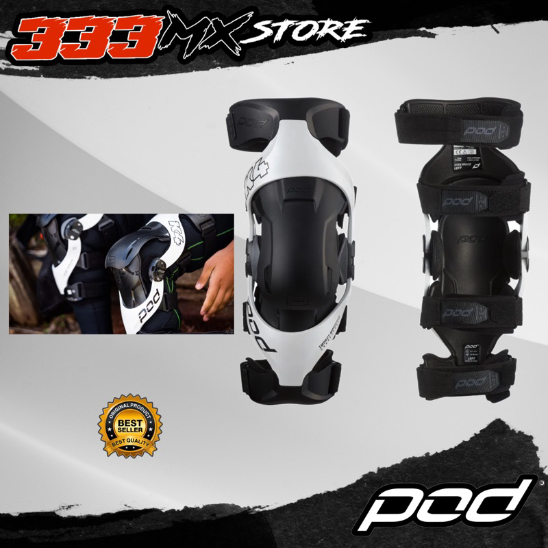 KNEE POD BRACE K4 2.0 BLACK WHITE PELINDUNG LUTUT POD K4 2.0 ORIGINAL - M/L