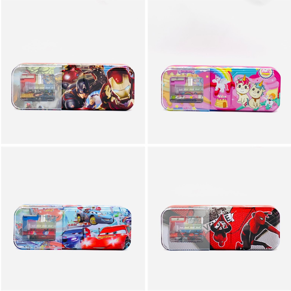 

( DAPAT 1 ) Kotak Tempat Pensil Kaleng Spiderman Avenger Frozen Unicorn BTS 5