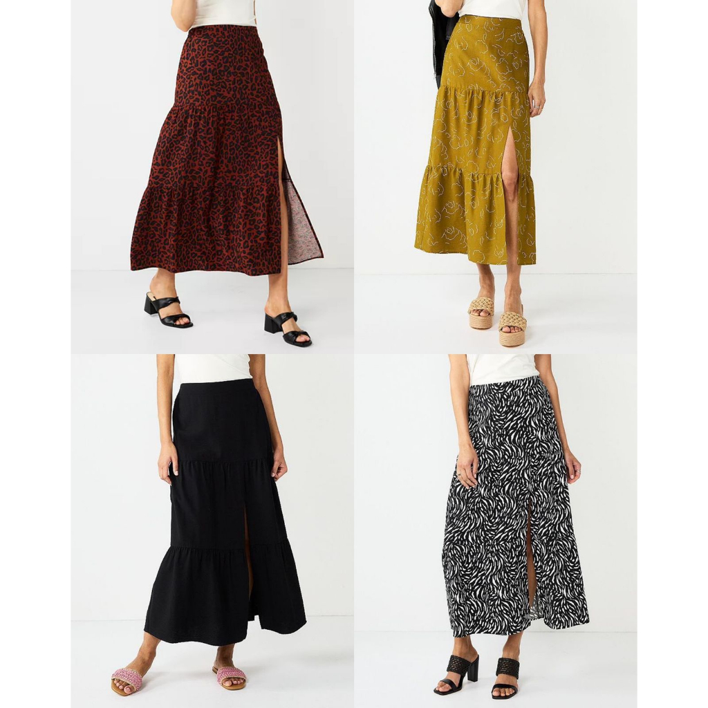 Nine West Crosshatch Tiered Maxi Skirt