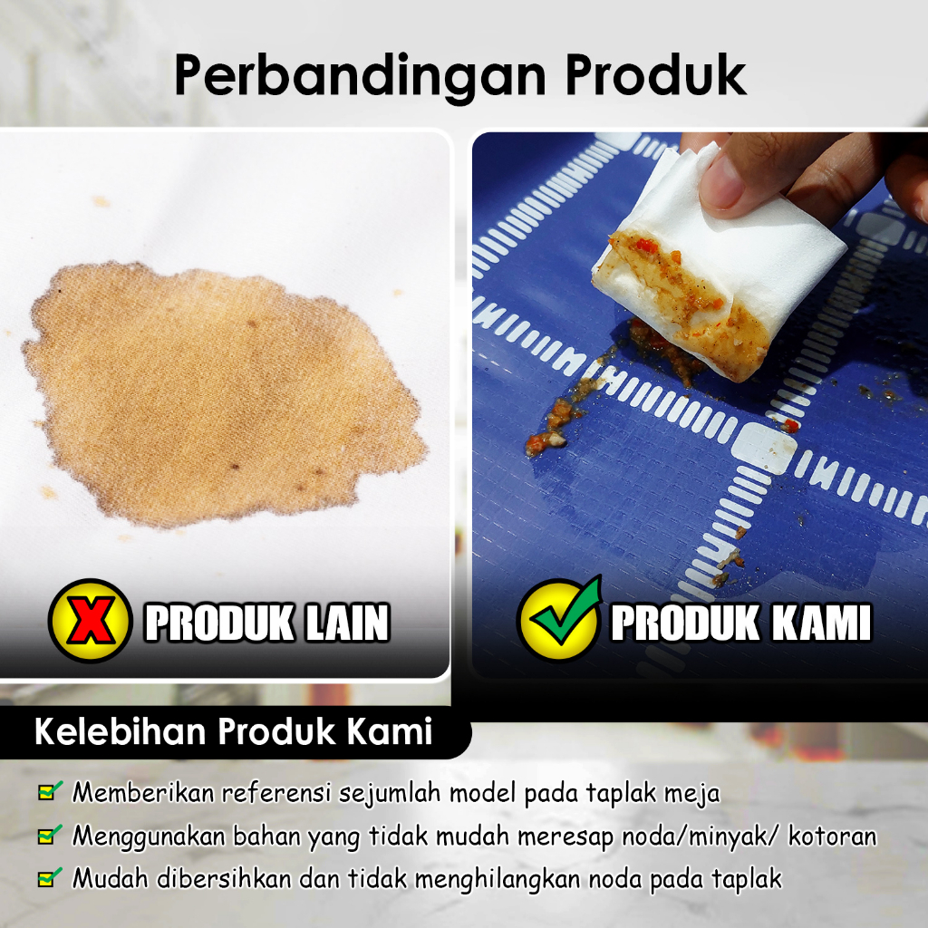 Taplak Meja Makan Plastik PEVA Tebal Motif Kotak Ukuran 137x100cm Bahan Premium Anti Air Perlengkapan Dekorasi Rumah Tangga Import - D15-3A - Comforthomes