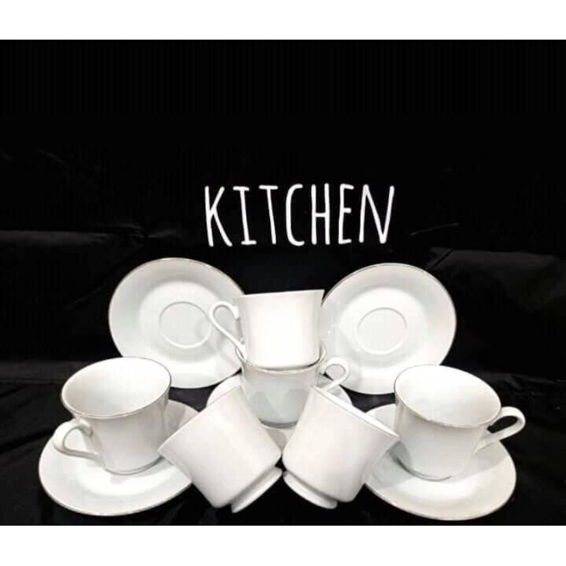 Gelas cangkir set teh kopi Putih Fzl