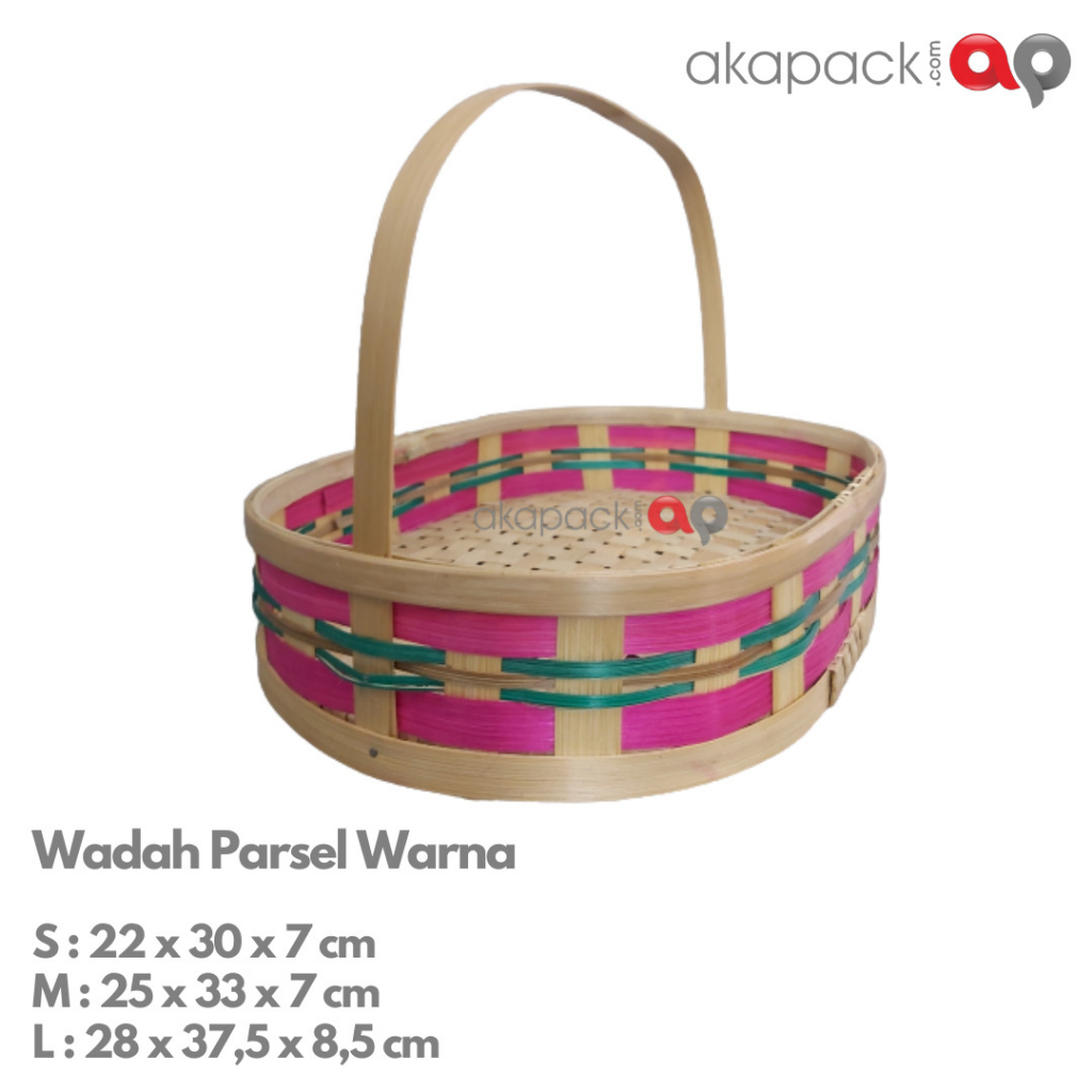 Anyaman Bambu Keranjang Parsel  Motif Berwarna | Wadah Parsel Bambu