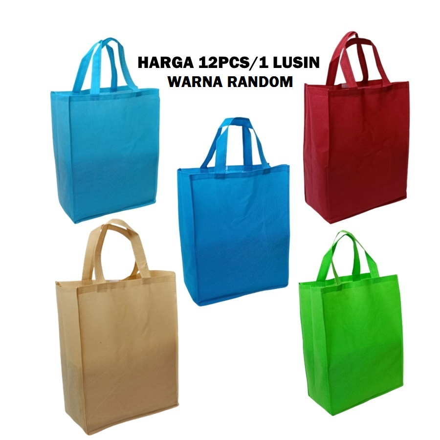 Shopping Bag 12 Pcs Tas Belanja 30x15x38Cm Spunbond