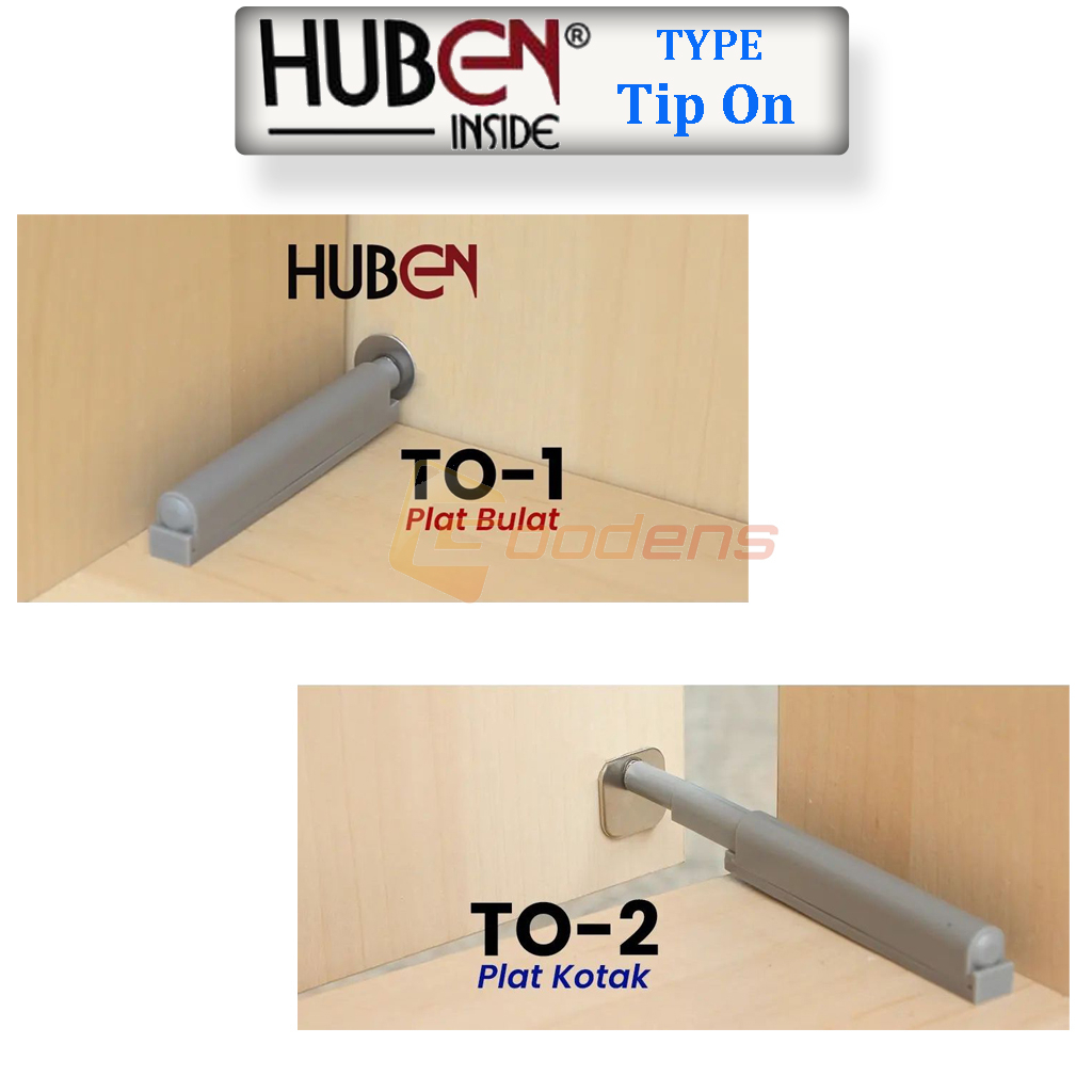 Huben TO Tip-On Push to Open Plat Kotak-Plat Bulat