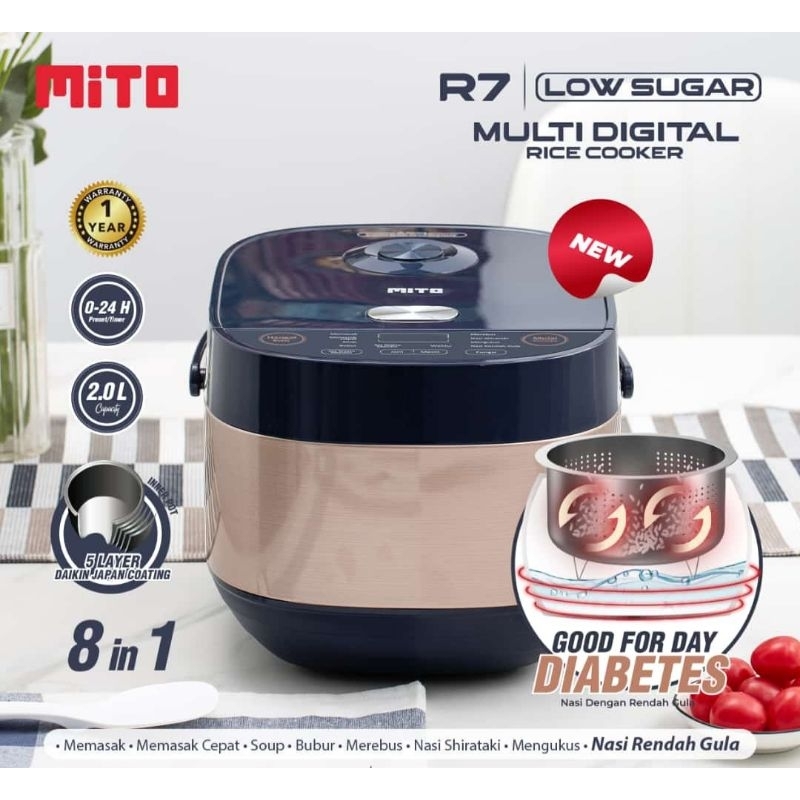 MAGIC COM MITO R7 LOW SUGAR MULTI DIGITAL RICE COOKER GARASNI RESMI