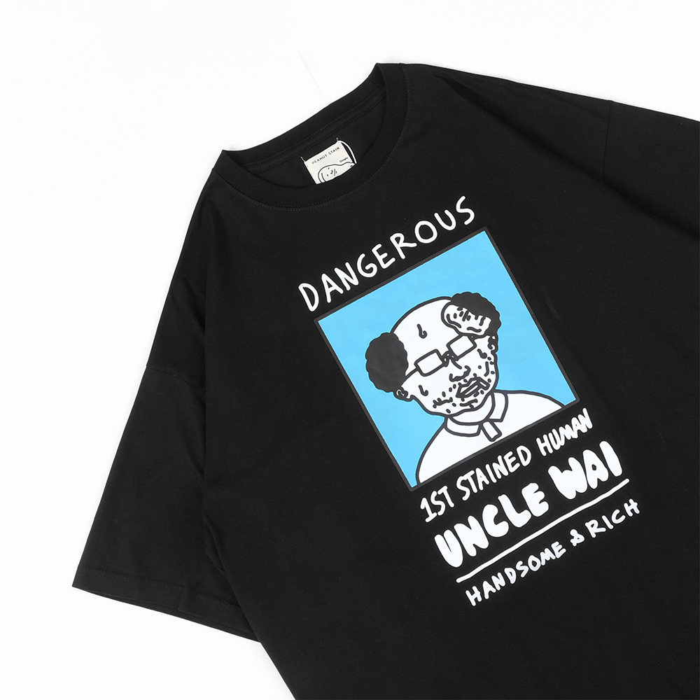 PEANUT STAIN - Handsome And Rich Uncle Wai Black Oversized Tshirt