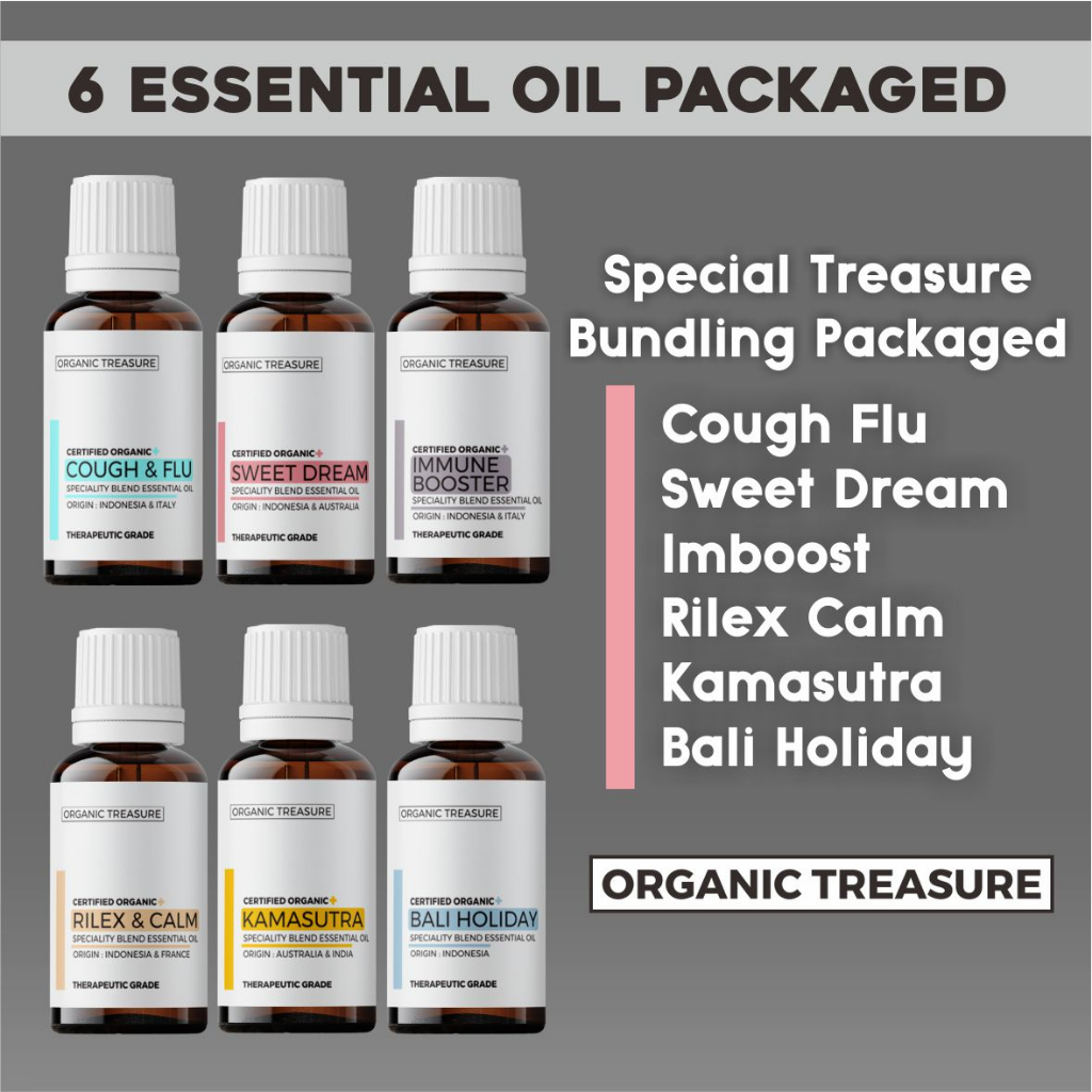 SPECIAL BEST SELLER 12 ESSENTIAL OIL, 4 SPRAY ANTIBACTERIAL &amp; 8 OIL ROLL ON PACKAGED - BY : ORGANIC TREASURE (For Diffuser Humidifier Aromatherapy Atsiri Pengharum)