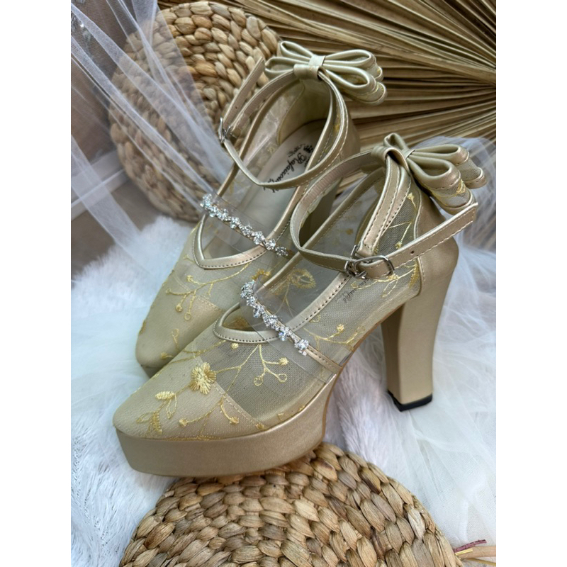 sepatu wanita Vilea gold 10cm platform