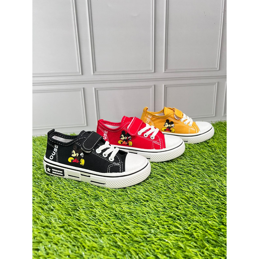 IMPORT Sepatu Anak Import Sneaker Sekolah Anak Laki-Laki Perempuan / Sepatu Canvas Anak Karakter Mickey Mouse Ukuran 24-29