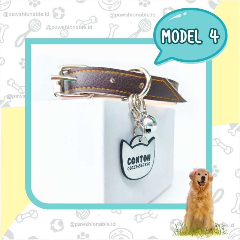 K47 - Kalung Custom Nama Kucing Anjing Ringan Kuat PU Leather