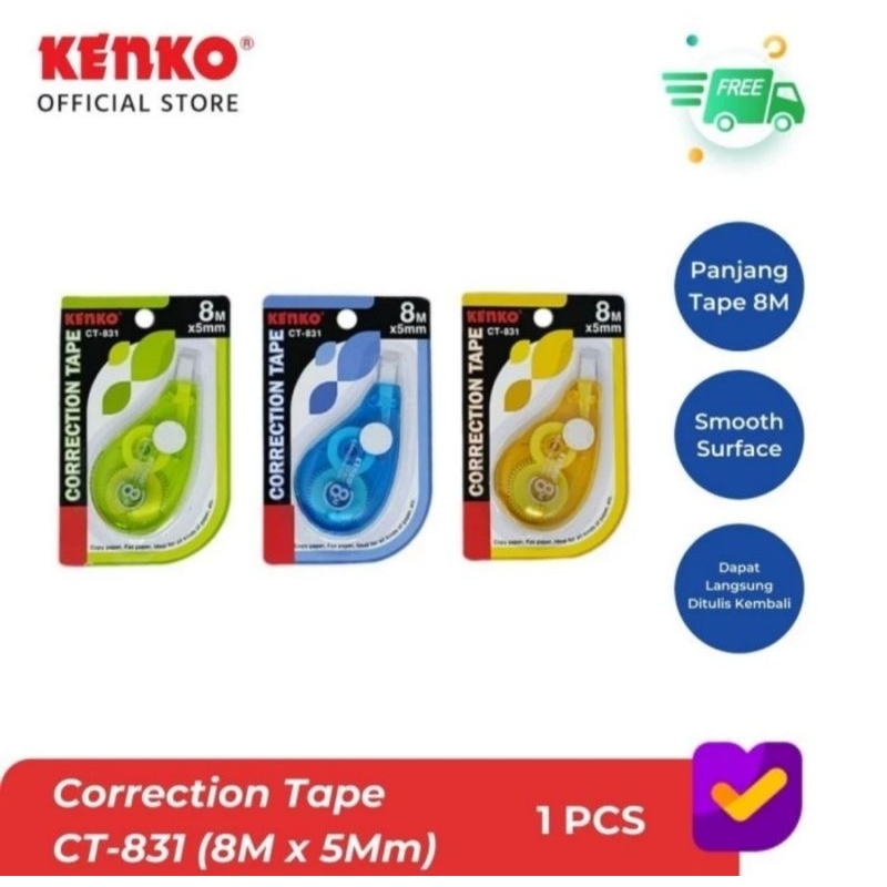 

KENKO CORRECTION TAPE / KOREKSI PENA / PITA KOREKSI CT-831 (8 M x 5 Mm)