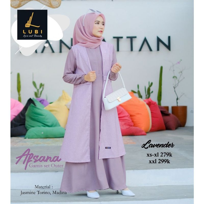GAMIS DEWASA LUBI/GAMIS LUBI/AFSANA SET OUTER LAVENDER,HAIBA/IVONA/BELINDA LUBI