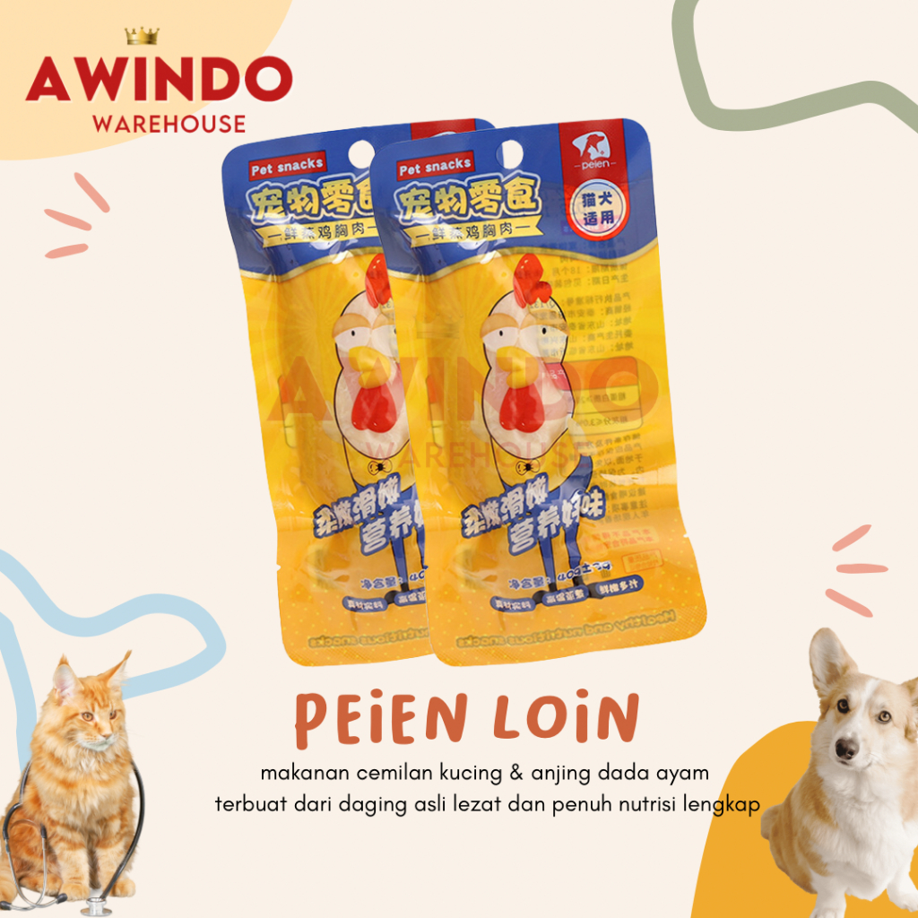 LOIN PEIEN 43GR - Makanan Cemilan Kucing Anjing Dada Ayam Daging Asli