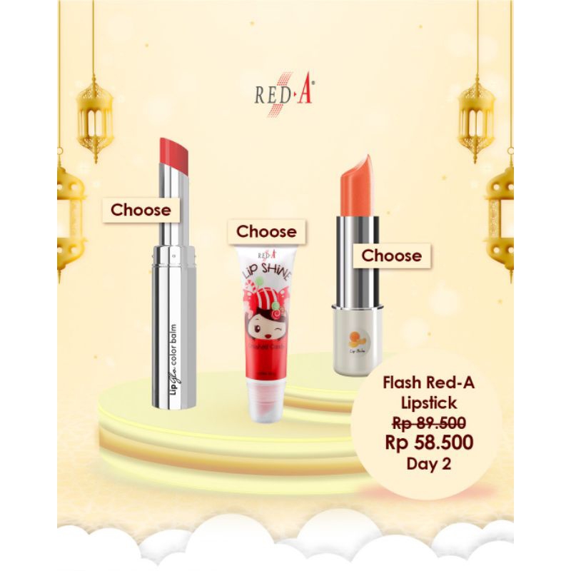 Paket 1 Red-A Lip Balm 1 Red-A Lip Shine 1 Red-A Lip Glo