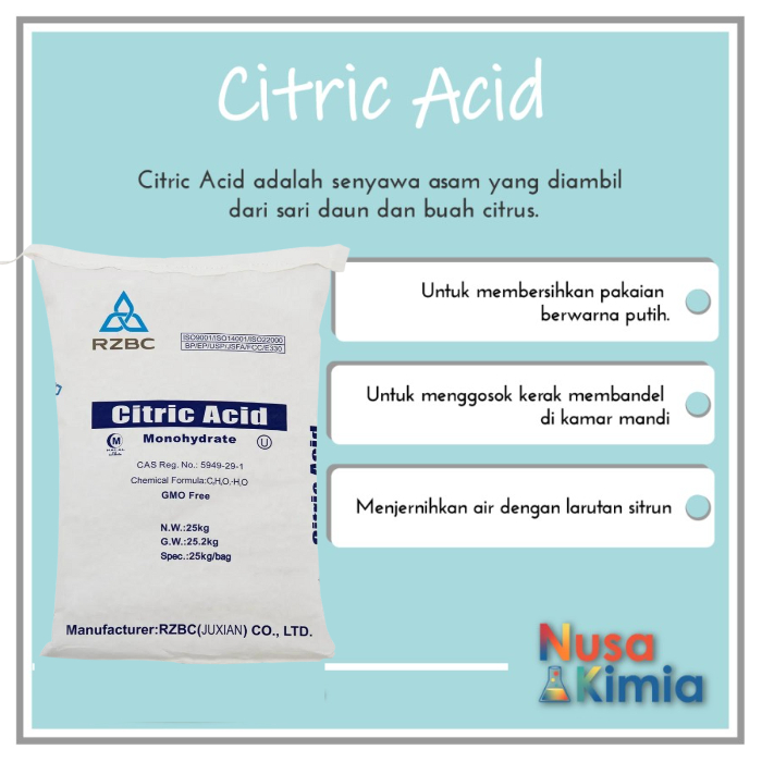 (Instan Only) Citric / Asam Sitrat / Asam Sitrun Food Grade 25 Kg