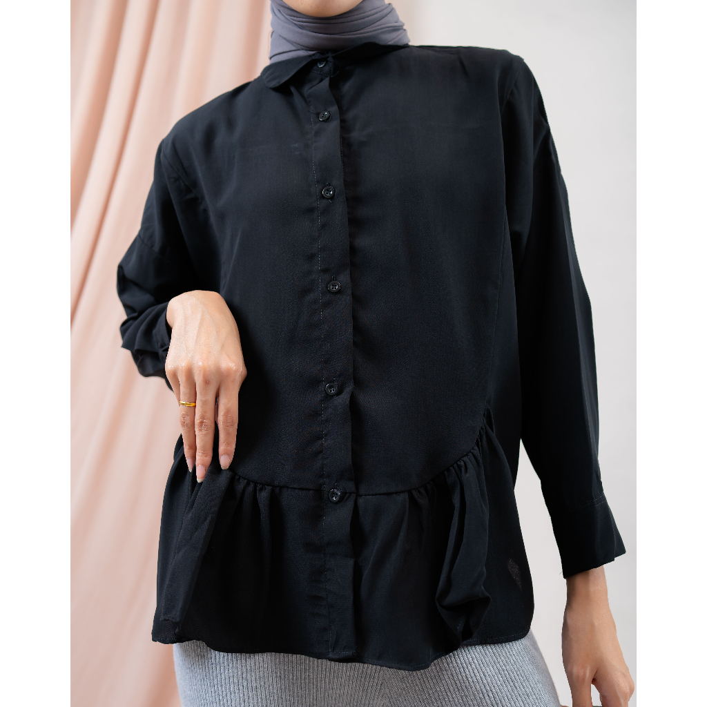 KEMEJA BLOUSE REMPEL HAZEL WOLFIS POLOS PREMIUM SHIRT B555
