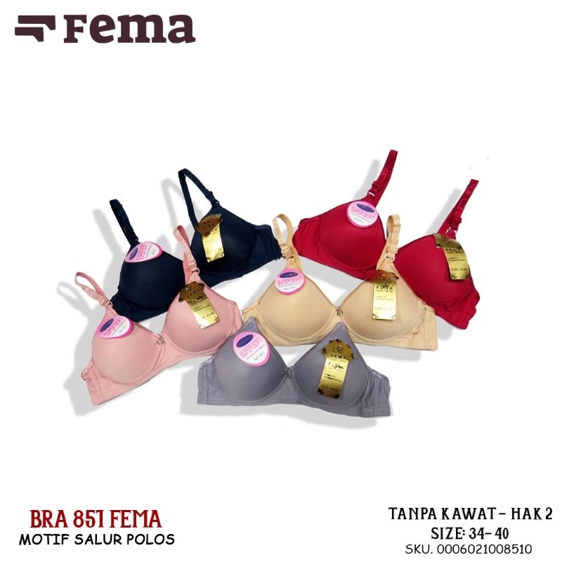 BH FEMA/BRA Wanita 851 Tanpa Kawat/ BH Pengait 2/ HAK 2 Busa