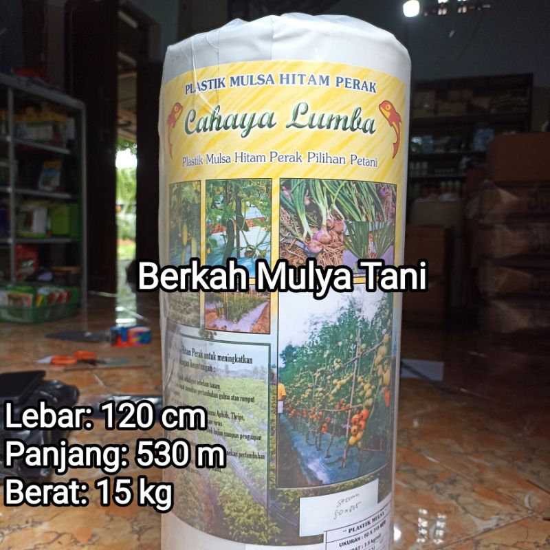 Plastik mulsa hitam perak lebar 120cm panjang 530m berat 15kg Cap Cahaya lumba
