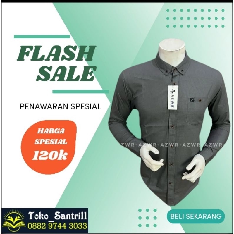 Atasan Pria Dewasa Kemeja Lengan Panjang Polos ~ Merek Azwr