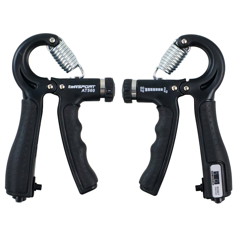 TaffSPORT Spring Hand Grip Finger Power Exercise 5-60 kg with Counter - AT560 - Black