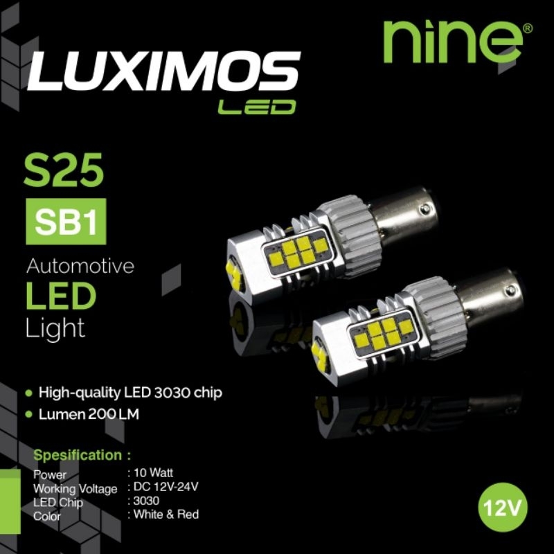 SATU PC LAMPU STOP REM S25/ T20 SB1 NINE LUXIMOS MODE REDUP TERANG BUKAN KEDIP STOP REM MOTOR DAN MOBIL TRUCK