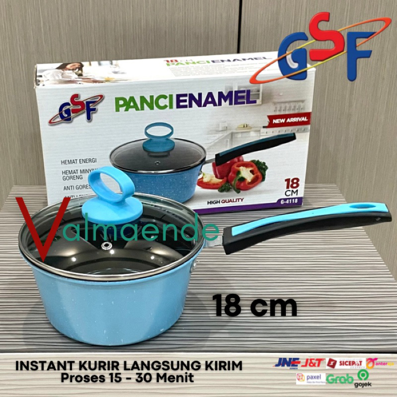 Panci Enamel Anti Lengket GSF 4022 Free Packing Bubble Wrap Penutup Kaca Teflon Steamer Panci Susu Panci Kuah