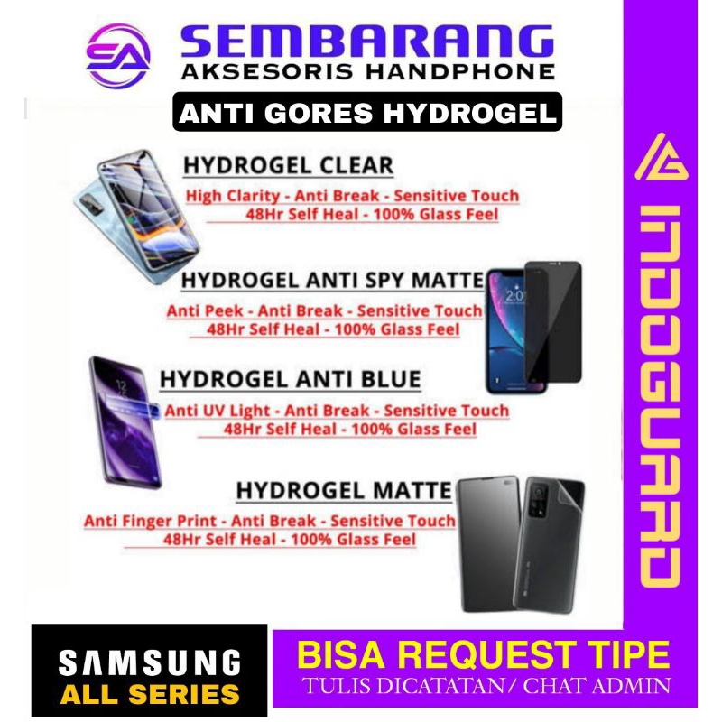 Anti Gores Hydrogel SAMSUNG A02/A02 CORE/ A03/A03 CORE/A03S (Clear/Blue/Matte/Anti SPY)