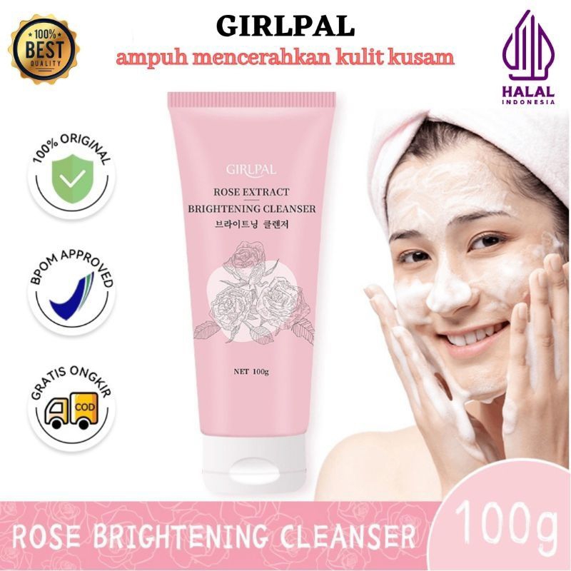 GRILPAL ROSE Extract Brightening Cleanser 100g Foam Pembersih Wajah Brighty Viral Mencerahkan Wajah Menjadikan Kulit Lembut &amp; Terhidrasi